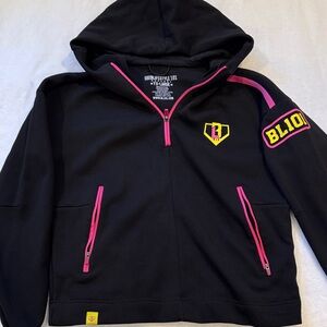 Baseball Lifestyle 101 Kids Black Hoodie with Pink Accents